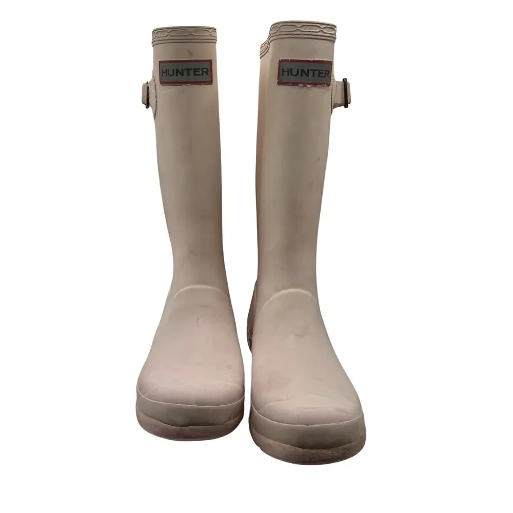 Hunter Original Tall Waterproof Rain Boots Cream White Youth Girls Size 4